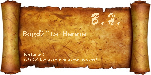 Bogáts Hanna névjegykártya